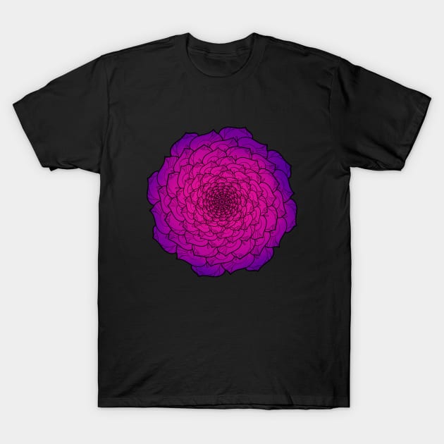 Color Floral Spiral Mandala Line Art T-Shirt by Print Art Station